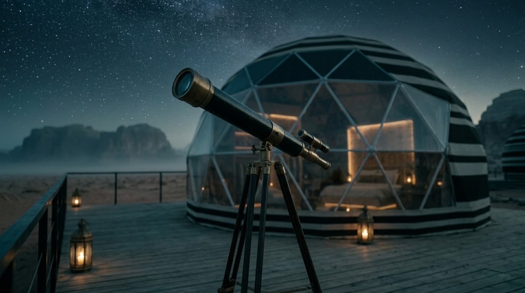 Night sky through transparent dome